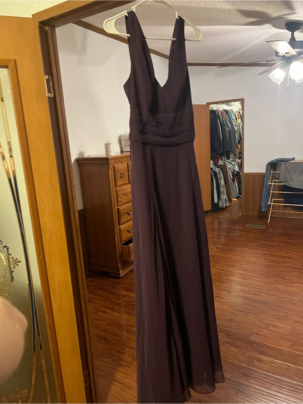 Elegant Deep Plum V-Neck Evening Gown - Sleeveless Maxi Dress